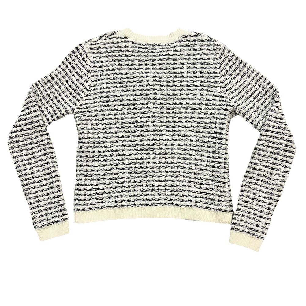 Industry Heavy Black & White Square Knit Gold Button Front Sweater Jacket M - Picture 4 of 13